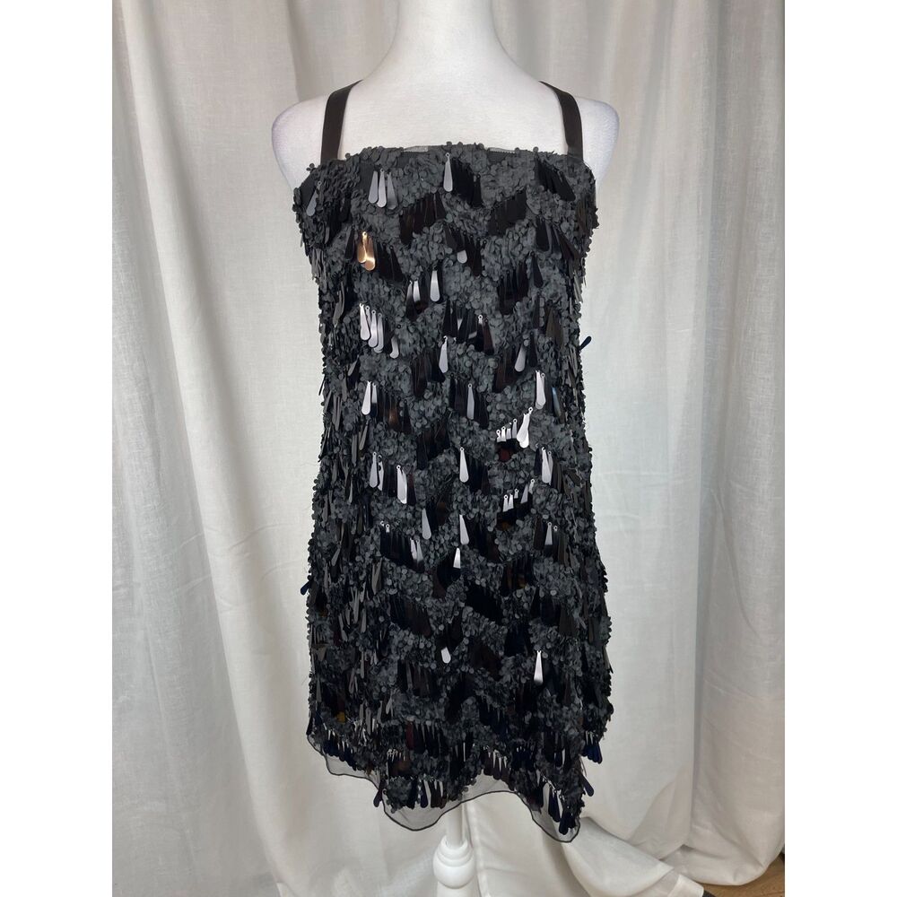 Zara Black Sequin Fringe Mini Dress – M, 1920s Gatsby Glam